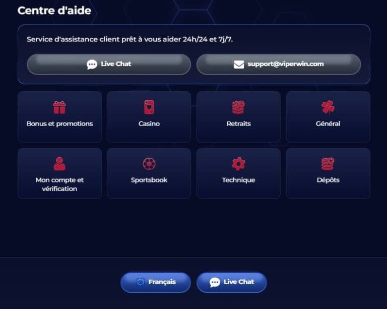 Viperwin Casino support client
